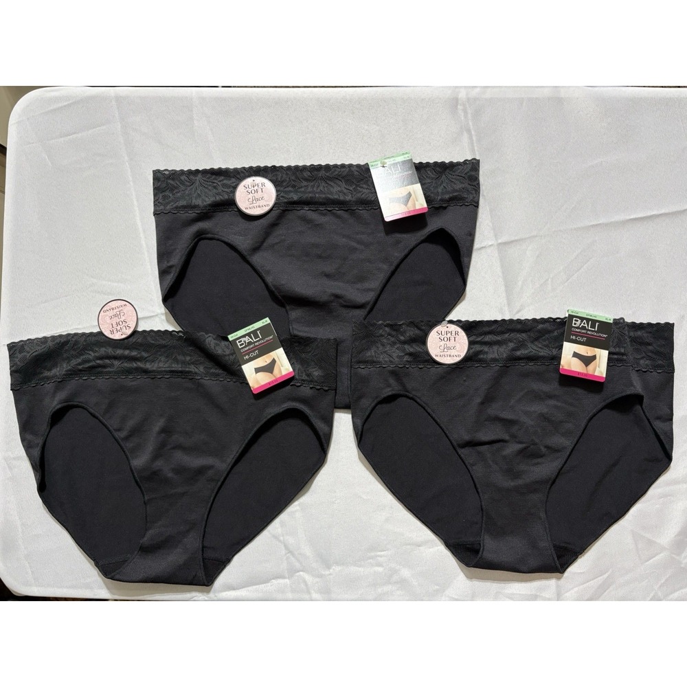 NEW Bali Comfort Revolution Seamless Lace Hi-Cut Panty DFMLHC 3 Pack Xlarge 8